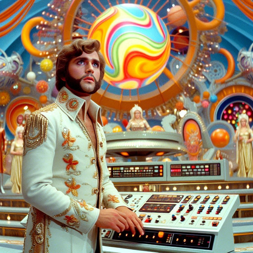  <lora:Candy Cosmos:1.0>
Scene from a 70's style sci-fi movie called, "Candy Cosmos".