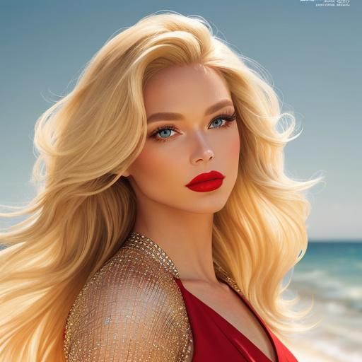 Blonde Bombshell on Sunny Beach: Magazine Cover Photo