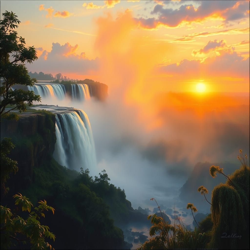 Victoria Falls at sunset  by @Kris