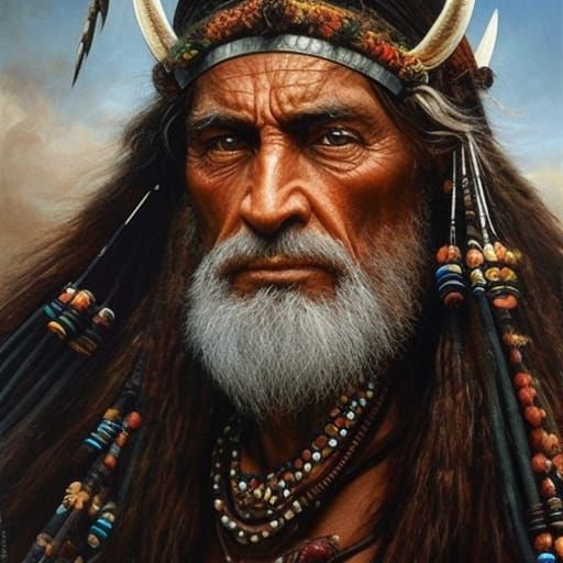 ancient of the human tribe looking us in anger