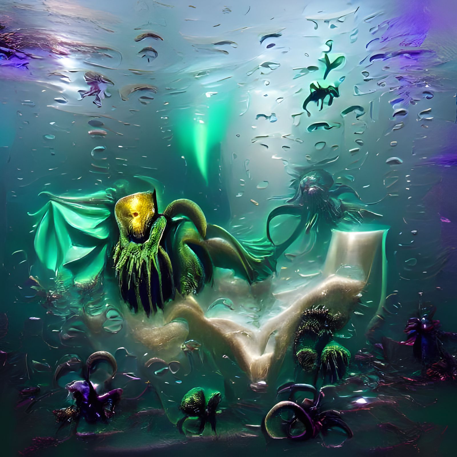 Cthulhu underwater - AI Generated Artwork - NightCafe Creator