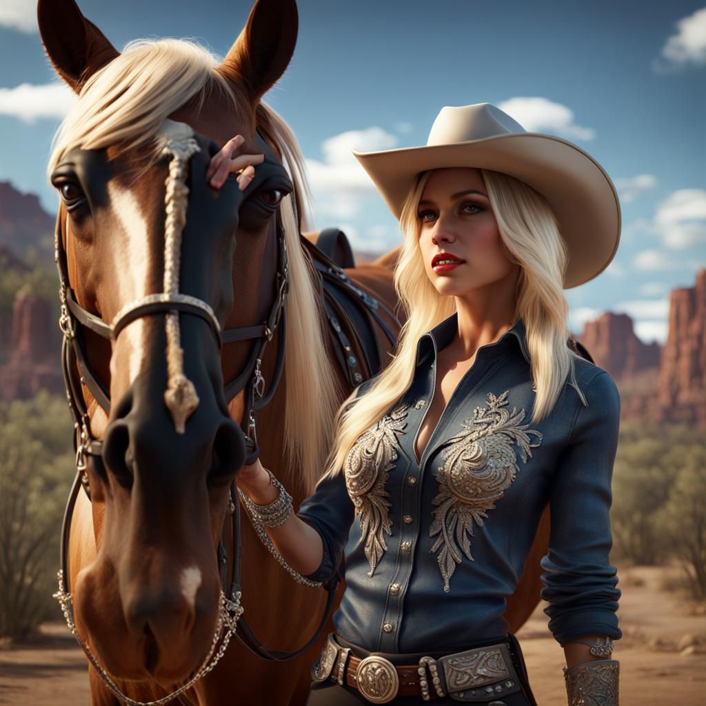 Western Ride Girl - AI Generated Artwork - NightCafe Creator