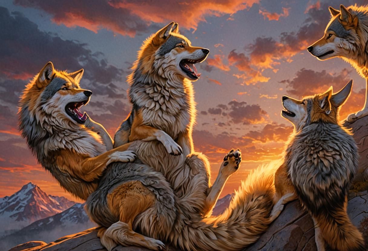 Overly pregnant female wolf about to give birth