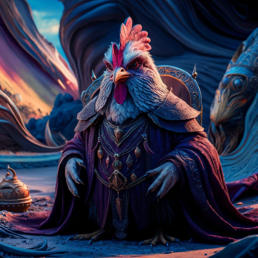 Anthropomorphic chicken warlock