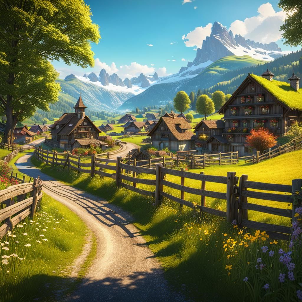 Swiss countryside - AI Generated Artwork - NightCafe Creator