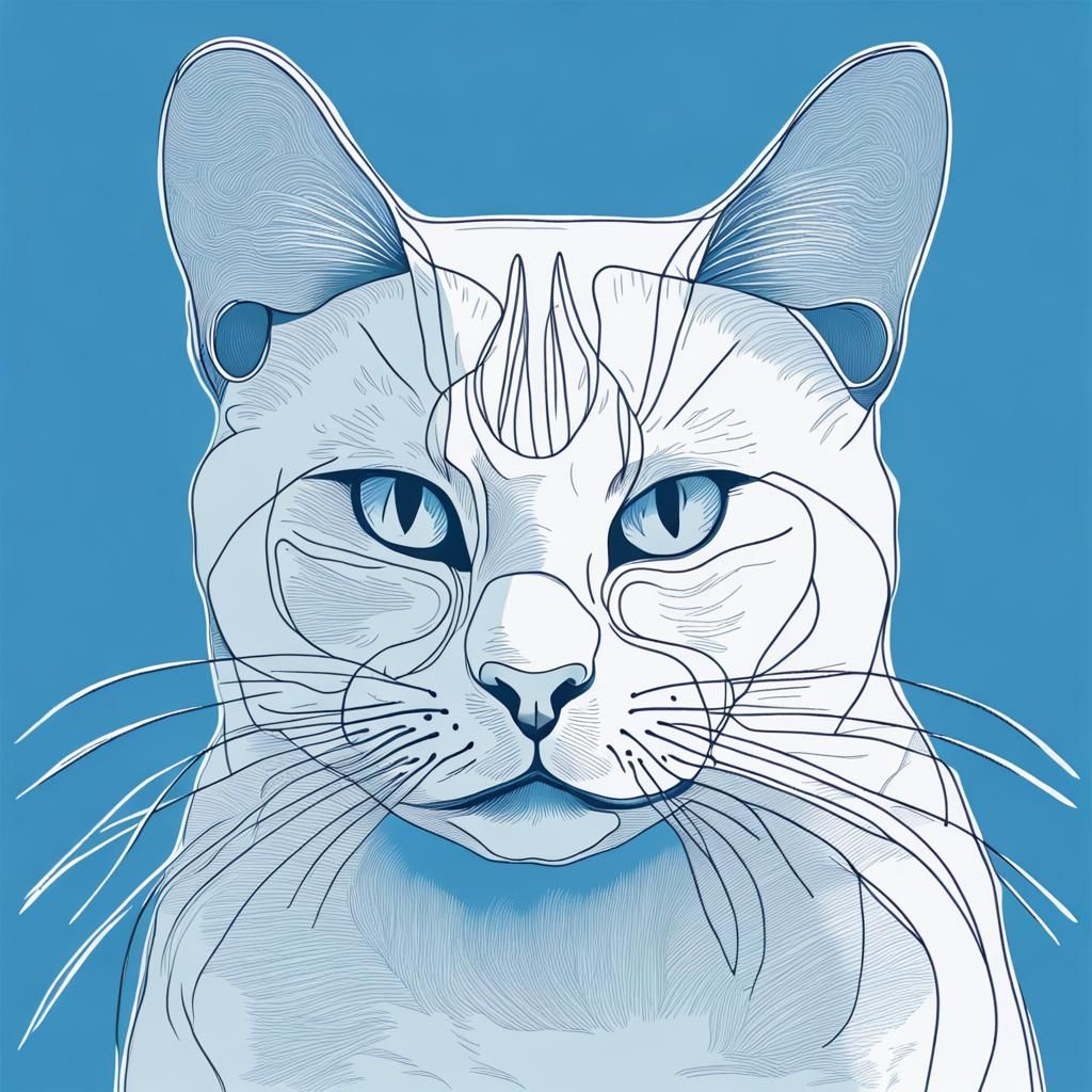 Sassy Cat Line Drawing  by @PS