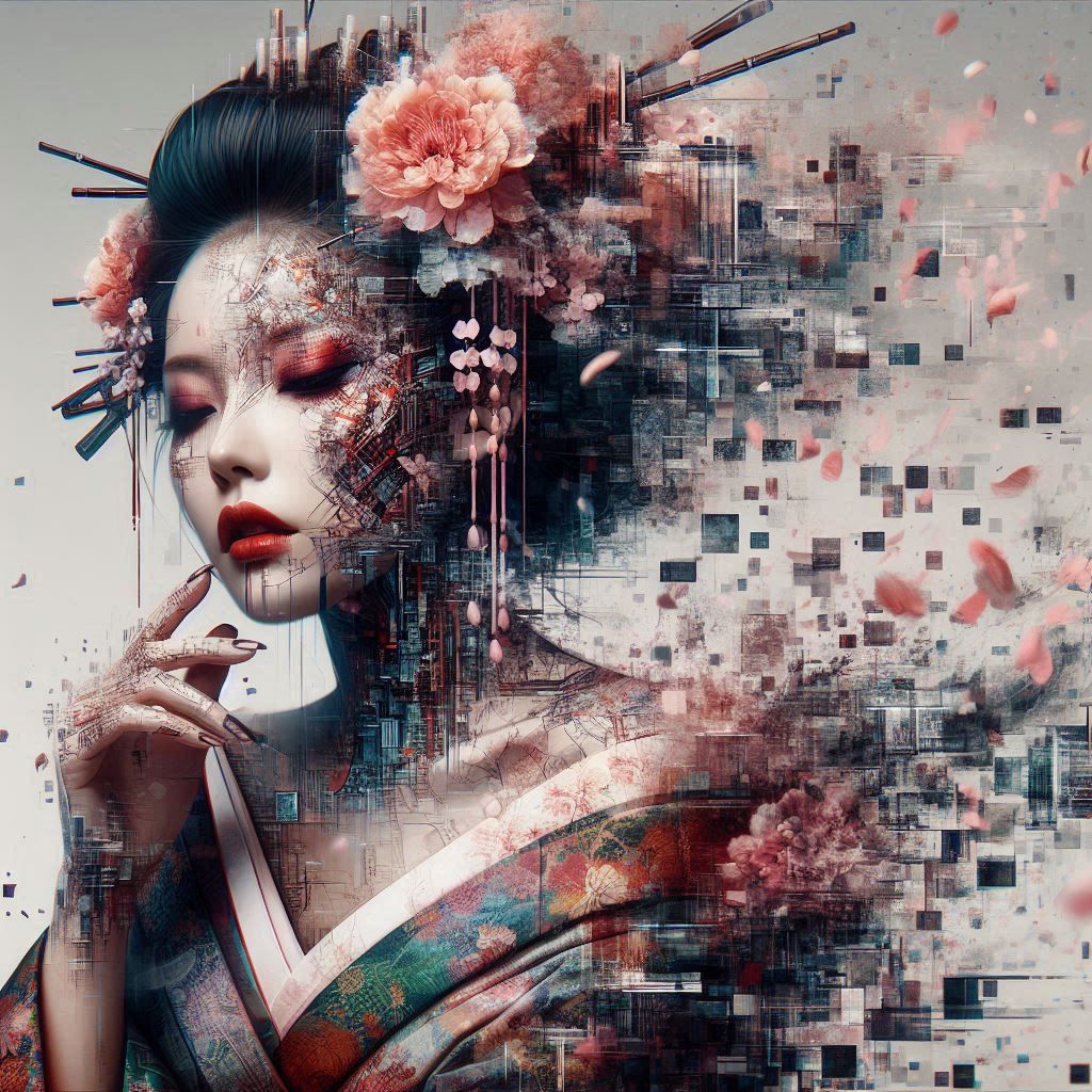 double exposure beautiful fantasy DALL-E 3 portrait landscap...