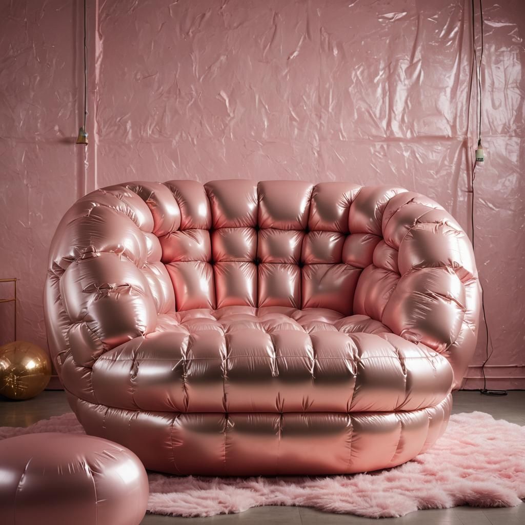Gold Inflatable Furniture in Minimalist Studio