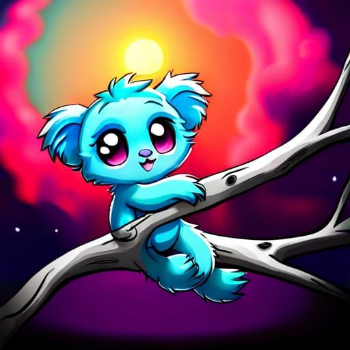 portrait of a cute whimsical furry chibi soft_aqua_koala in ...