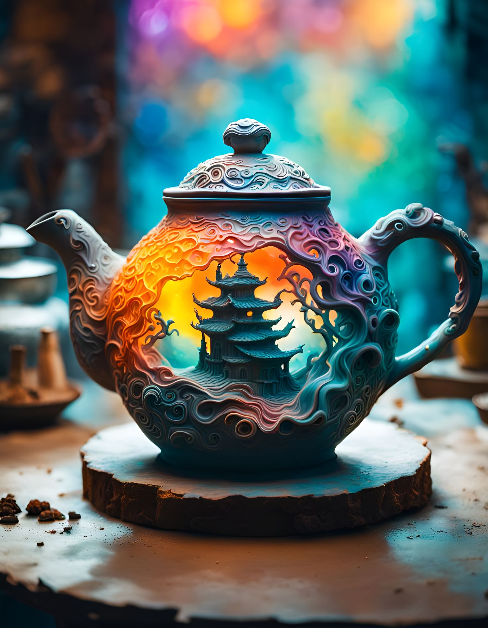 Wallpaper Teapot by Bradbury & Bradbury - Dollhouses and More