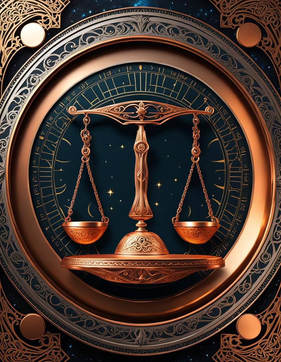 Shining brilliant Copper metal Libra AI Generated Artwork NightCafe