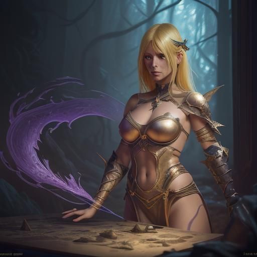 Blonde Fairy Woman in Magic Gathering Style