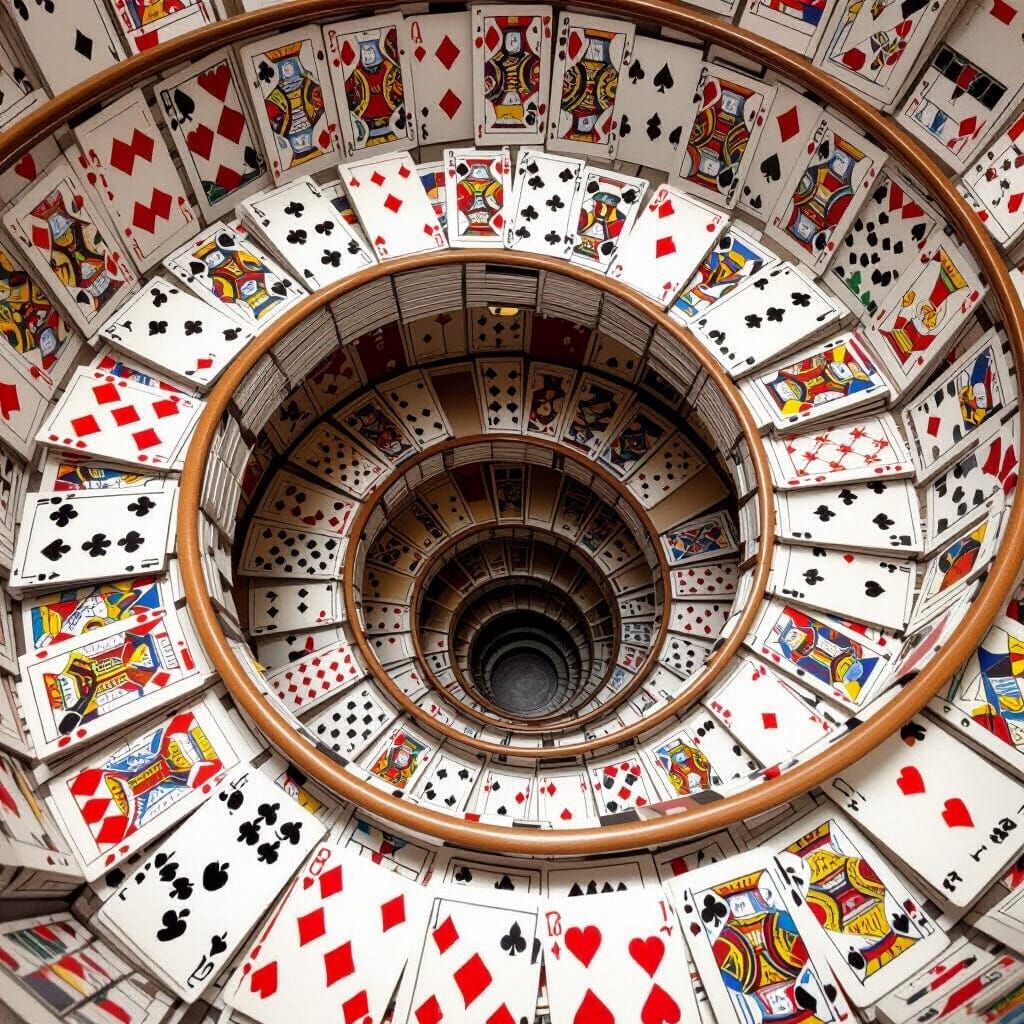 Endless Card Staircase: A Surreal AI Creation