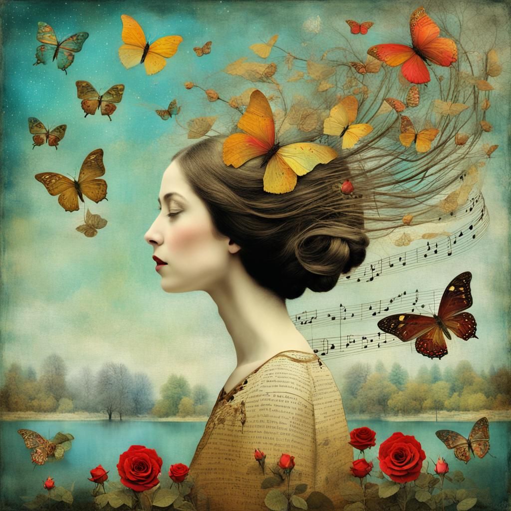 Catrin Welz-Stein art, colorful Vintage mixed media, encaustic, MELTING WAXY, surreal, romanticism, bold ...  by @Rethy