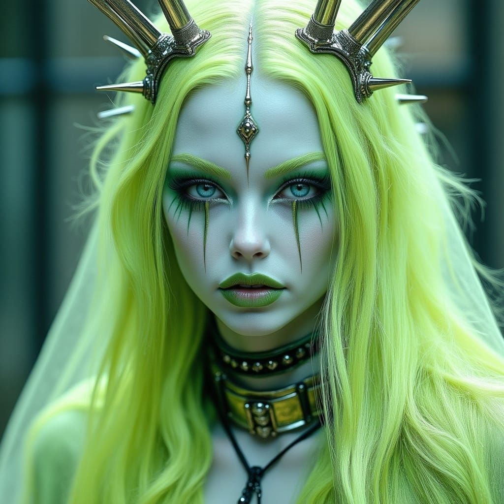 Gothic Cyberpunk Muse in Iridescent Colors