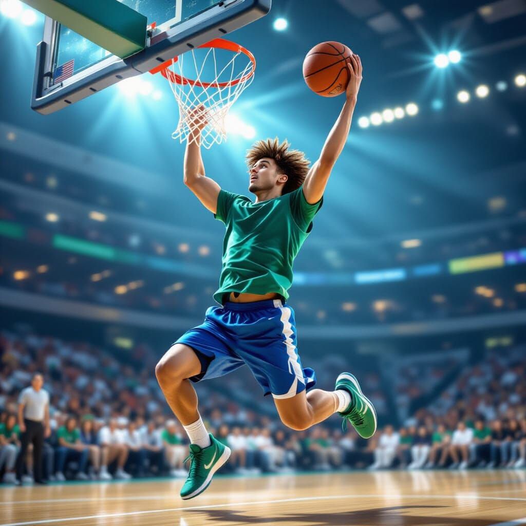 Dynamic Slam Dunk in Action Photography Style