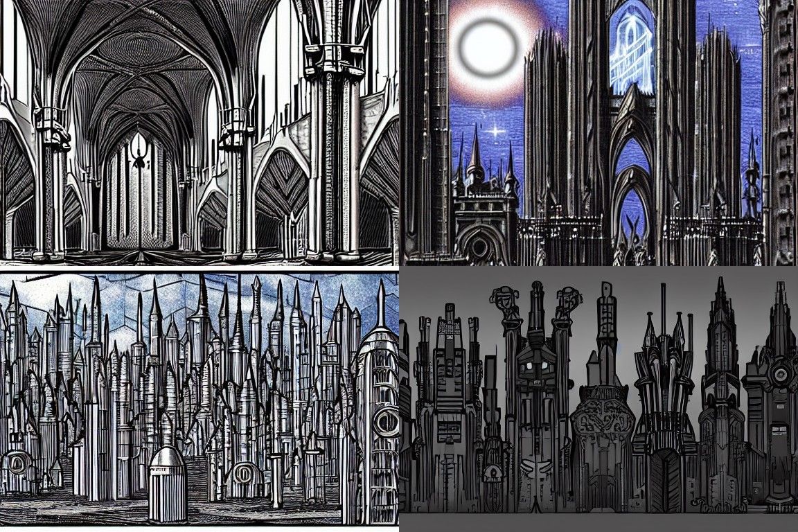 Sci-fi city in the style of Gothic art