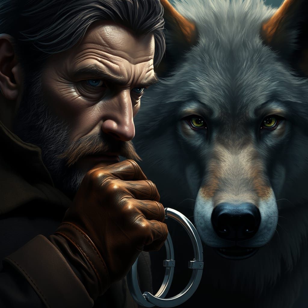 Detective and Wolf in Mystical Realm: Matte Painting