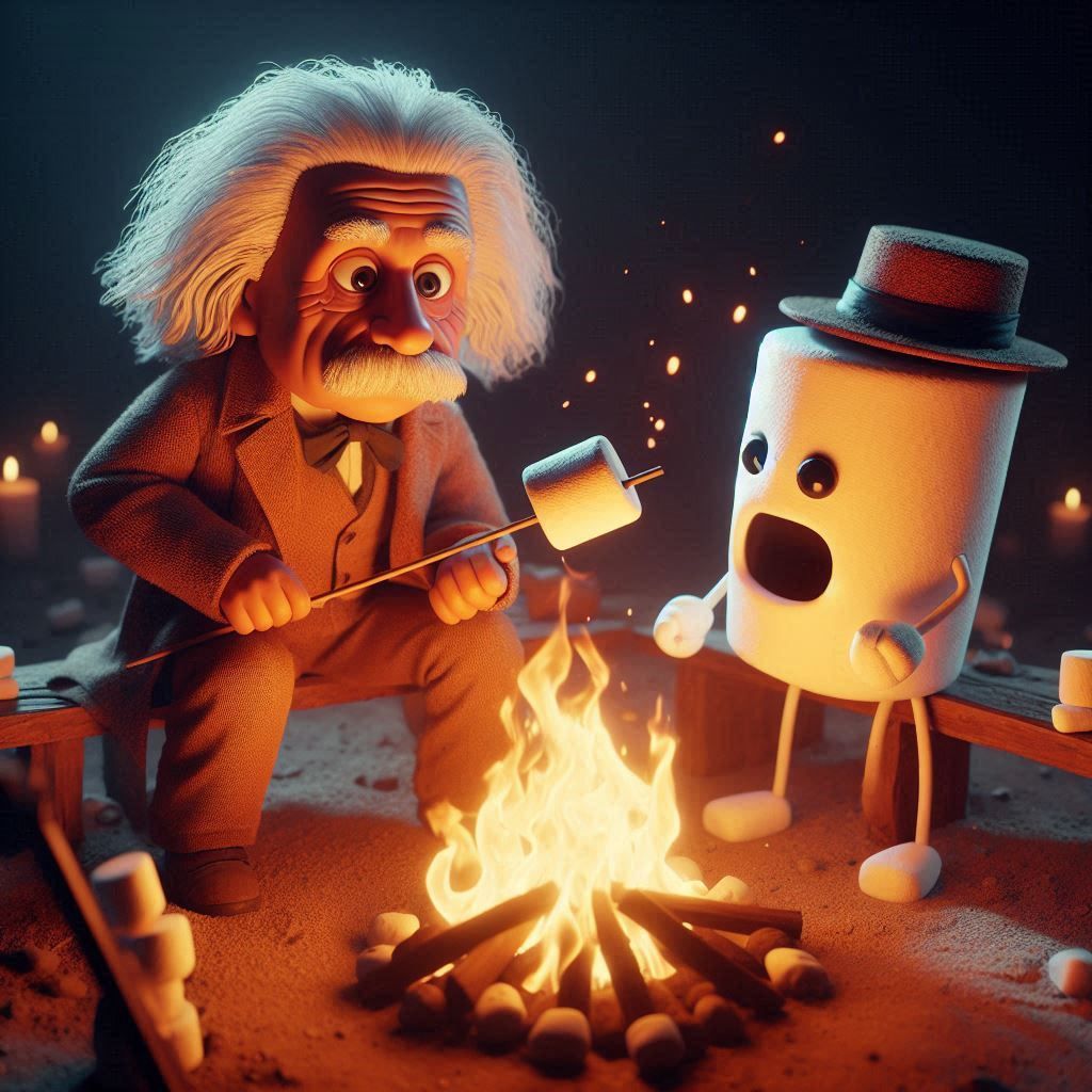 Much to the chagrin of his long-time colleague,  Einstein discovers the Toasted Marshmallow🔥
