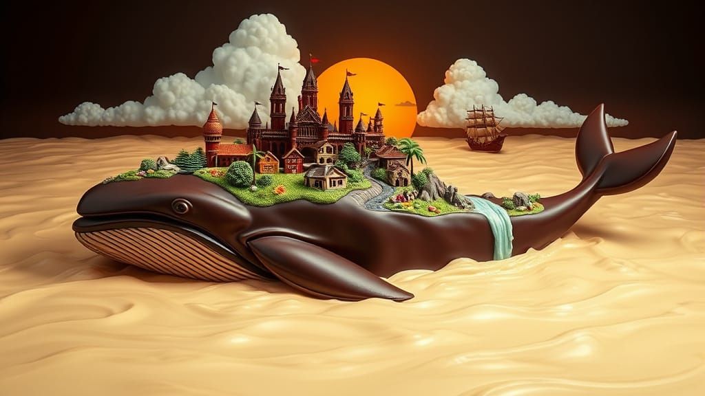 Finest Chocolate Whale World with a special marzipan topping  by @Icreate Usmile
