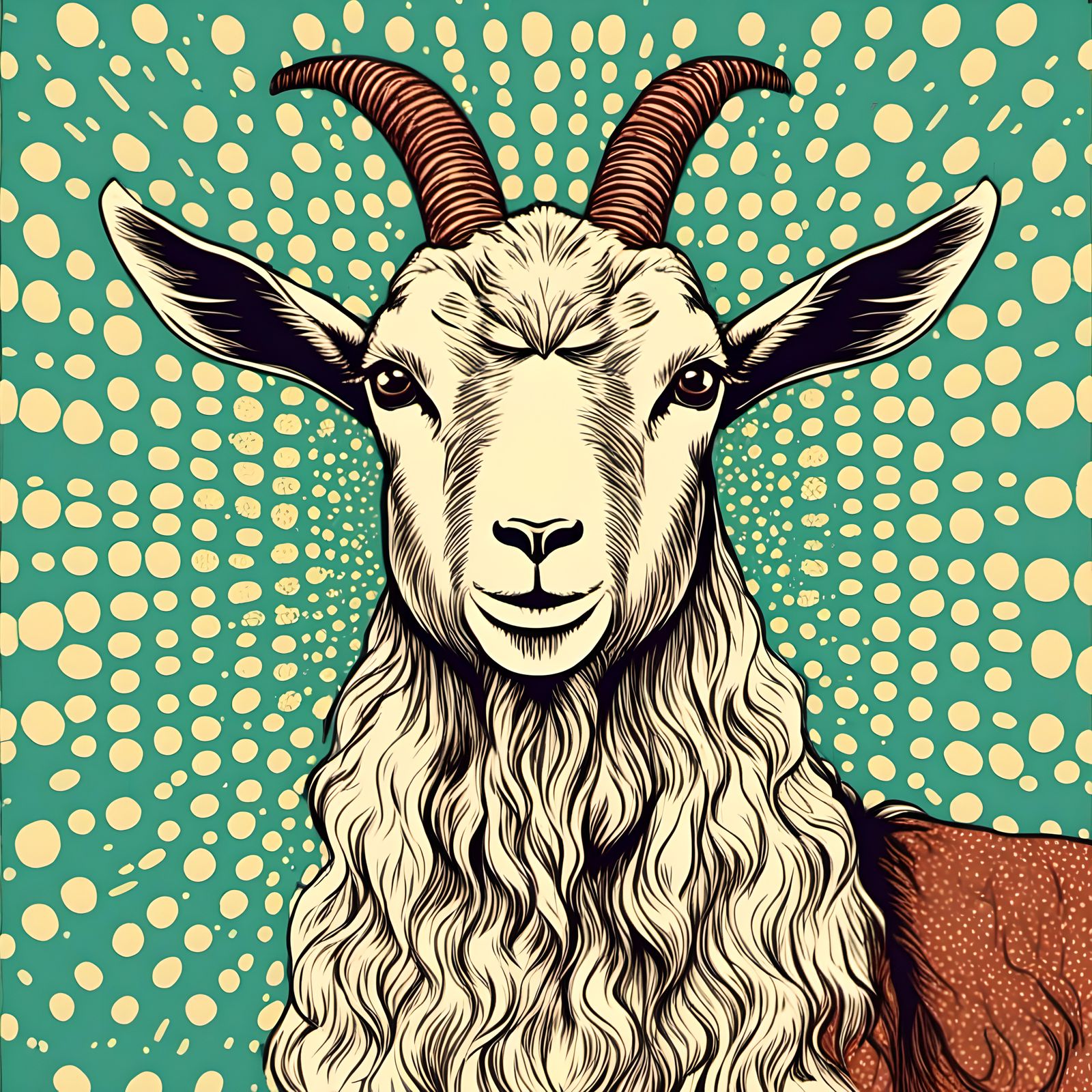 Vintage 1950s Goat Art