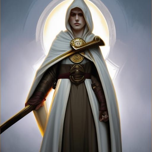 Fritagelse USA At opdage Male Protector Aasimar light domain cleric portrait. Dungeons and Dragons  gold eyes and blonde hair. Cloak hood up - AI Generated Artwork - NightCafe  Creator