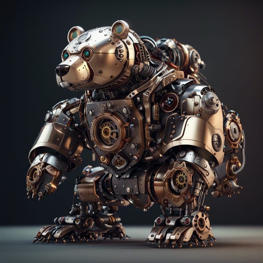Steampunk robo-bear - AI Generated Artwork - NightCafe Creator