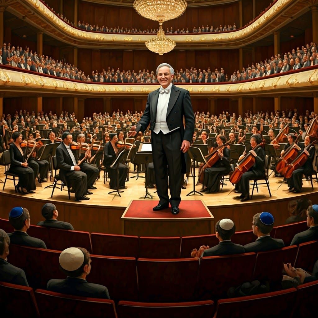 Dignified Maestro Leads Philharmonic Orchestra in Elegant Co...