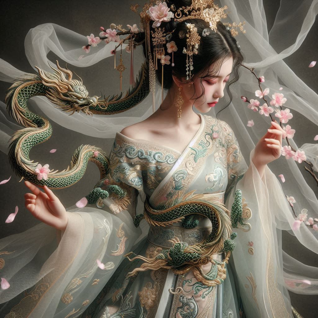 Celestial Harmony: The Dragon and the Blossom