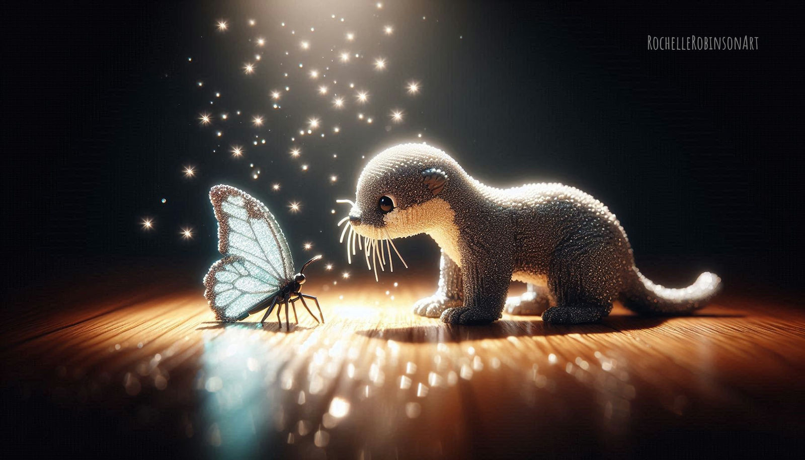 Baby Otter and Butterfly - Lego Art