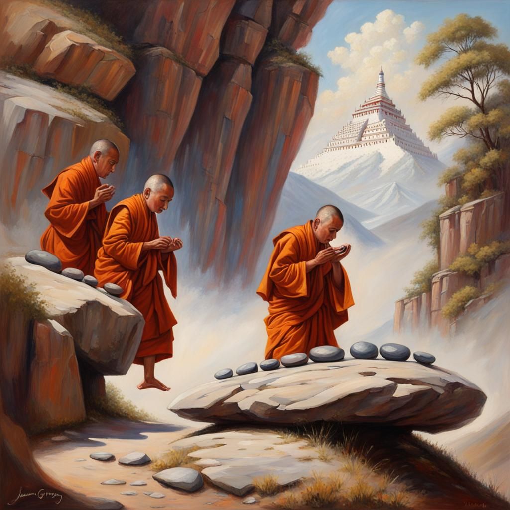 Tibetan monks levitating stones with sound
