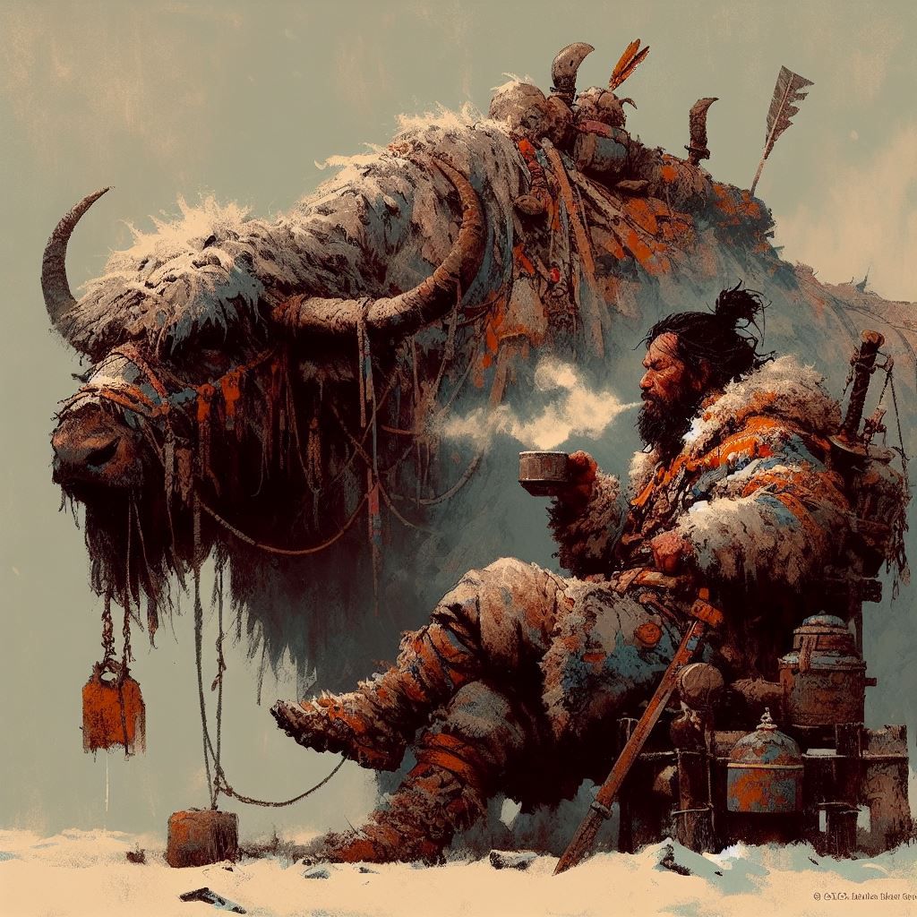 Tea Time with his Yak