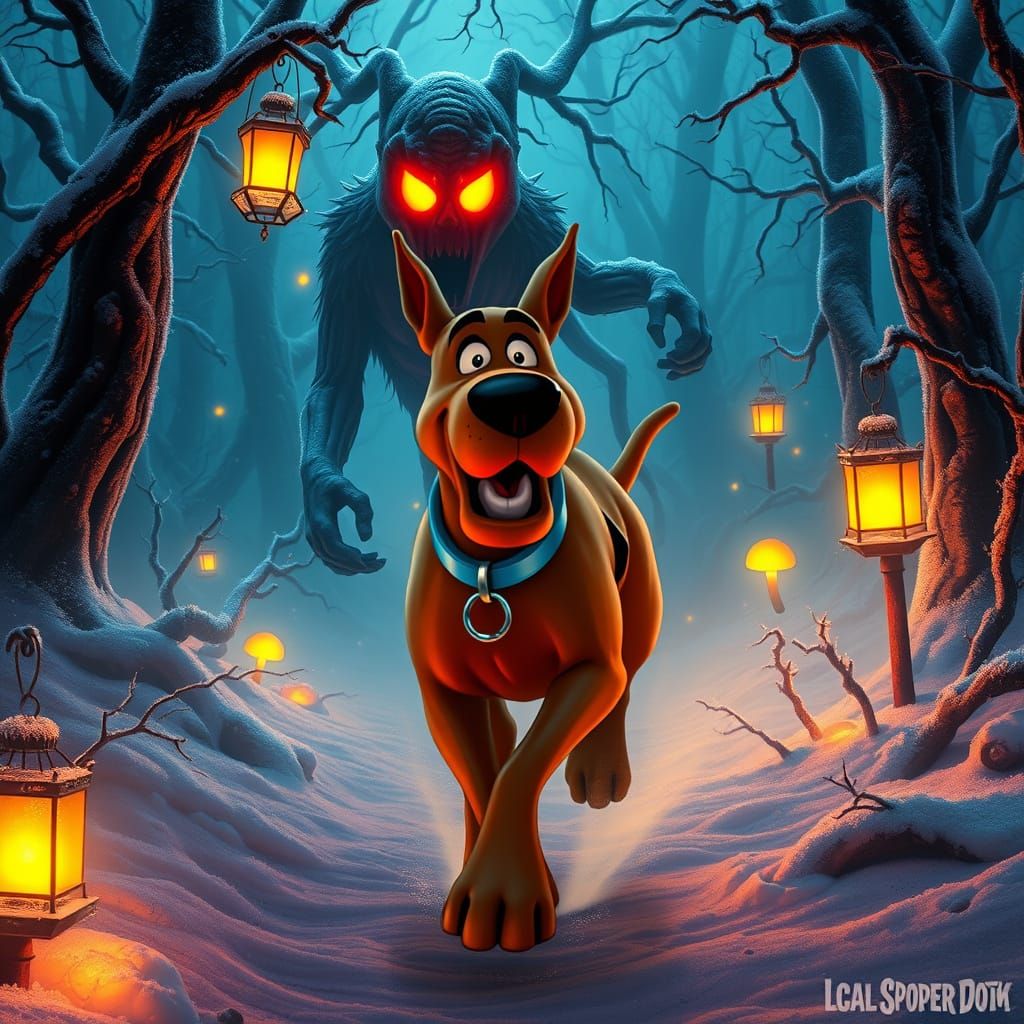  scooby doo running from a monster 