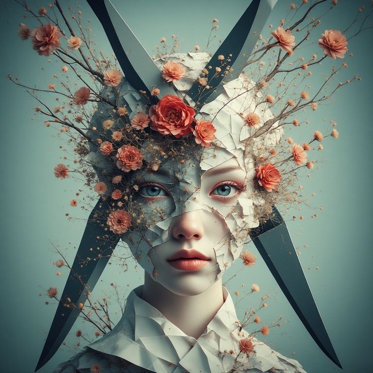 Papercut with scissors