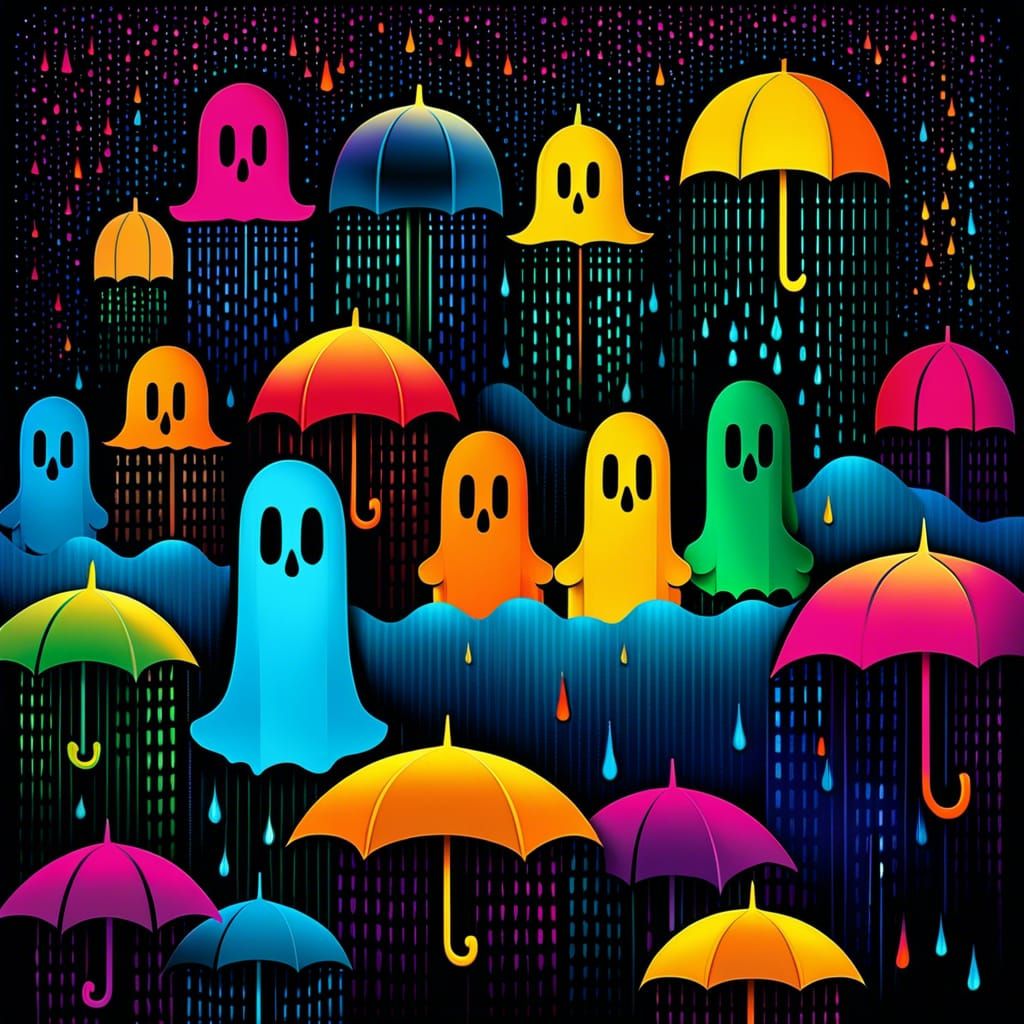 Rain of funny ghosts  by @Elivarino