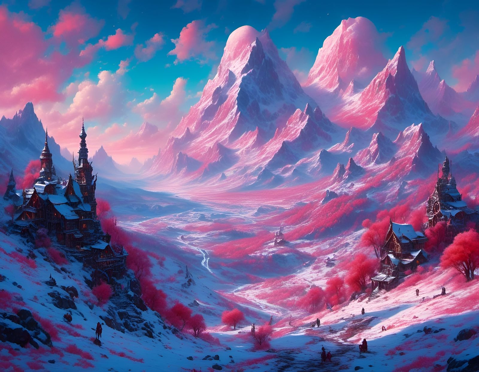 A vibrant fantasy landscape