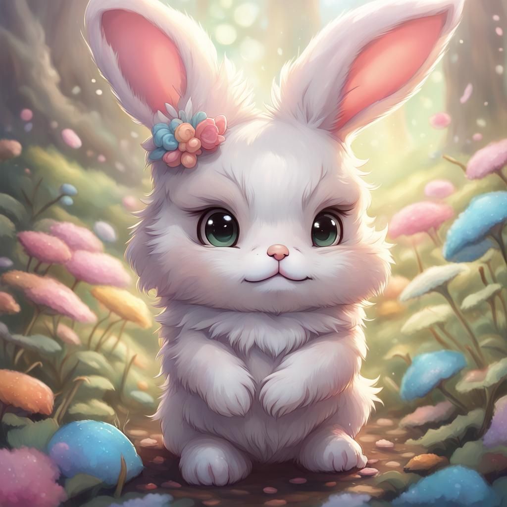 Chibi Pastel Bunny: Cute Kawaii Digital Art