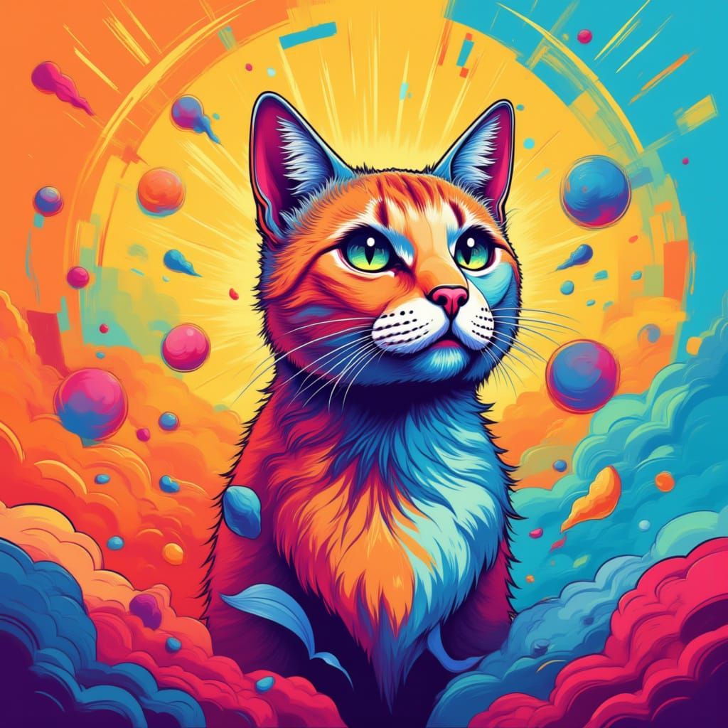 A cat, dynamic, colorful background <lora:Dynamic:1.0>