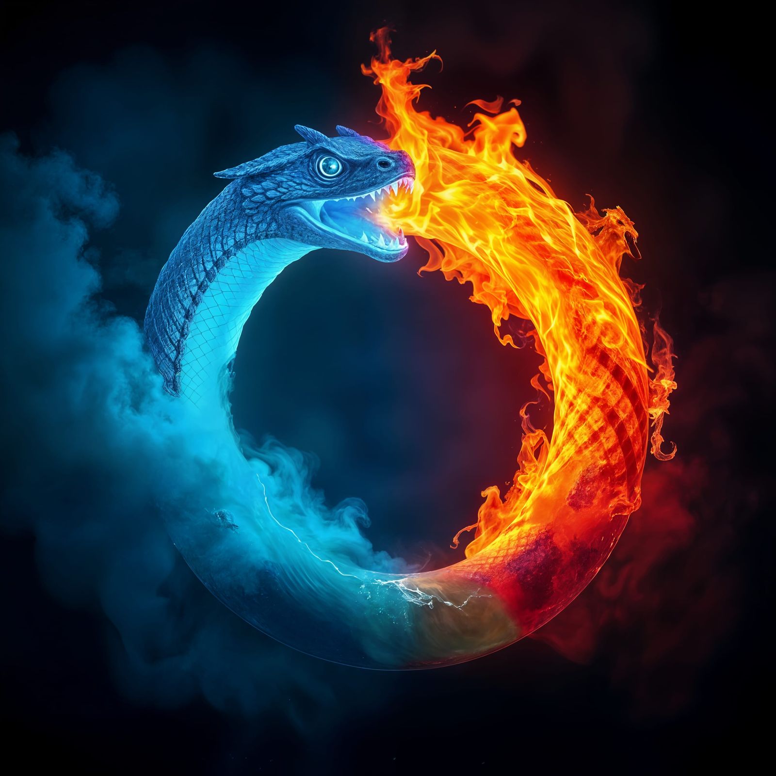 Ouroboros (uroboros), magical symbol depicting a serpent eat...