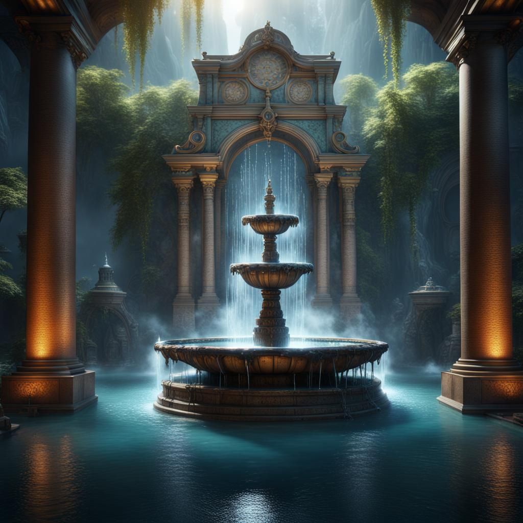 mystical water fountain - AI Generated Artwork - NightCafe Creator