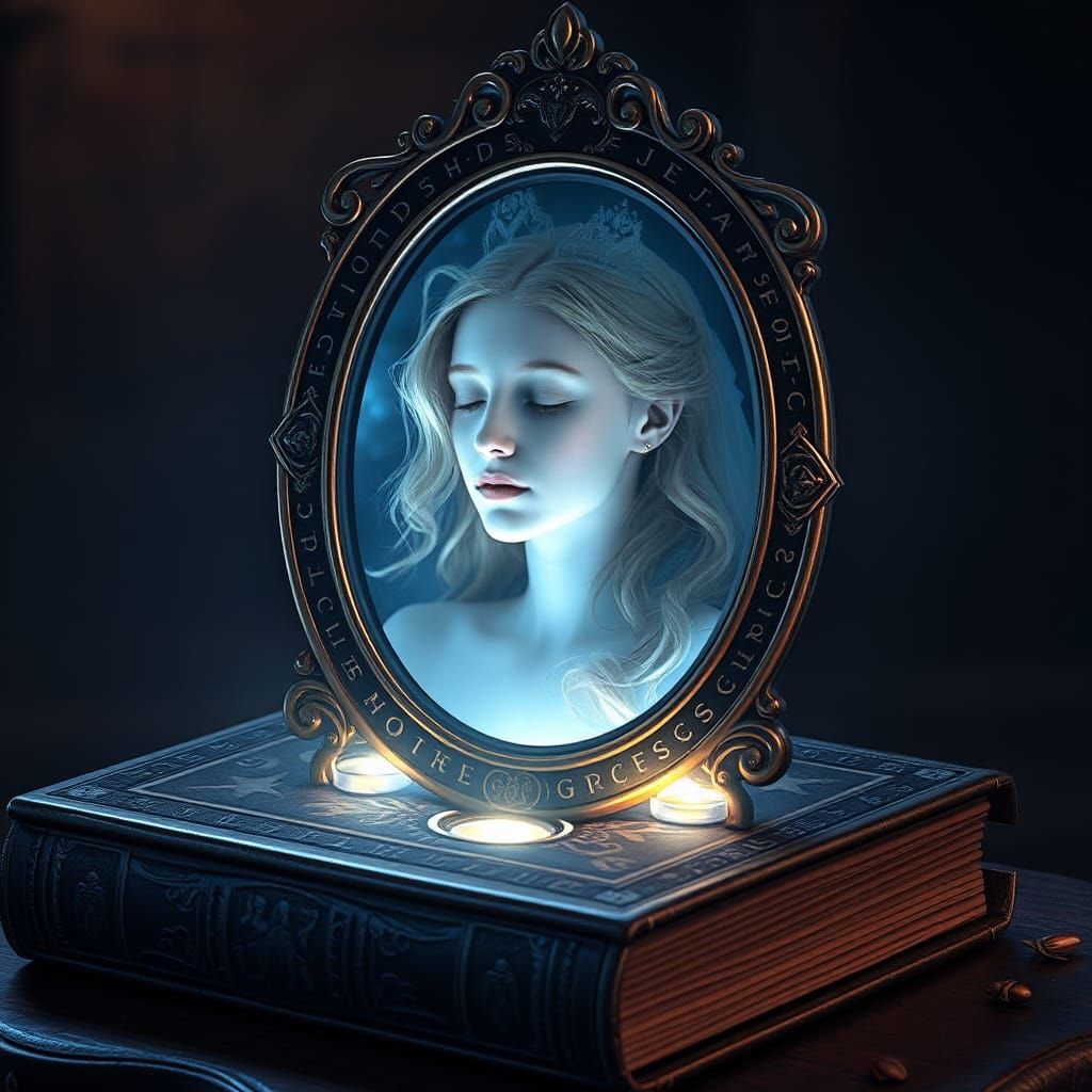 Magic Mirror Reveals Sleeping Princess: Fantasy Concept Art