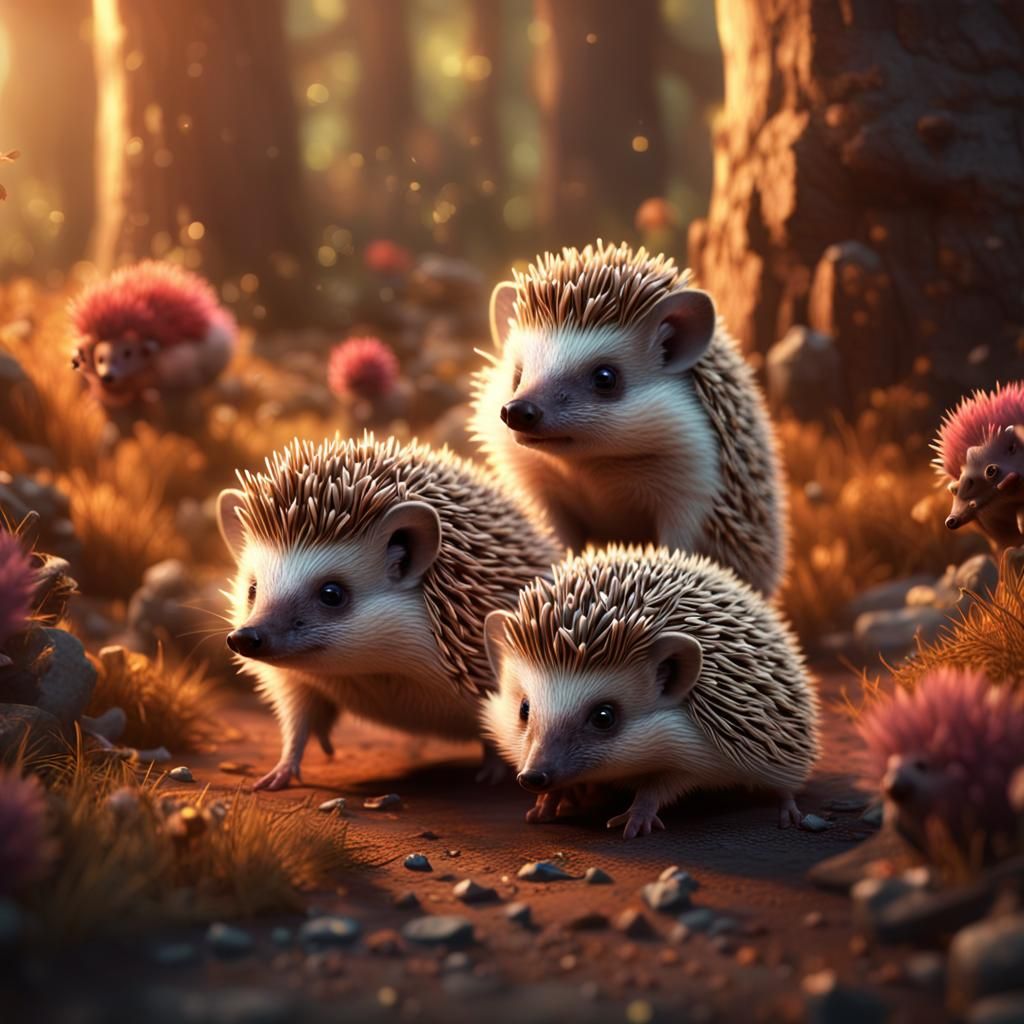 Hedgehog Piglets - AI Generated Artwork - NightCafe Creator