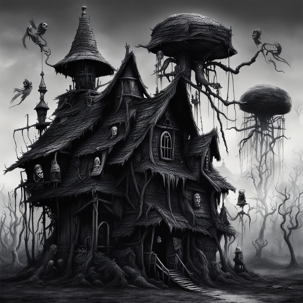 Dark Sinister Fantasy Baba Yaga // Tim Burton, Giger, Disney...