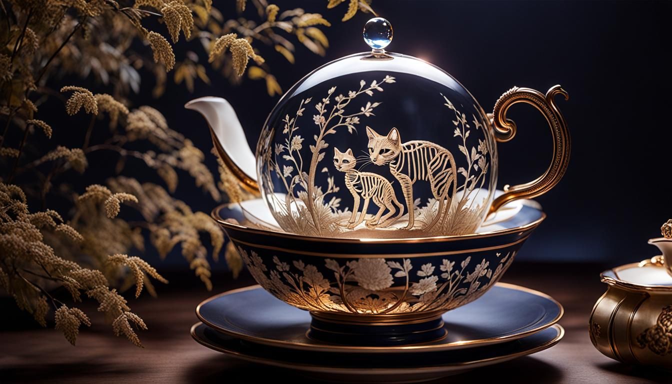 Eerie Optical Illusion: Skeletal Cat Embroidery
