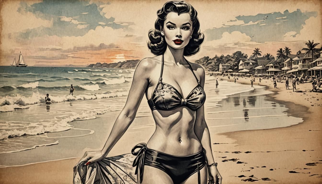 1950s beach holiday  by @undefined