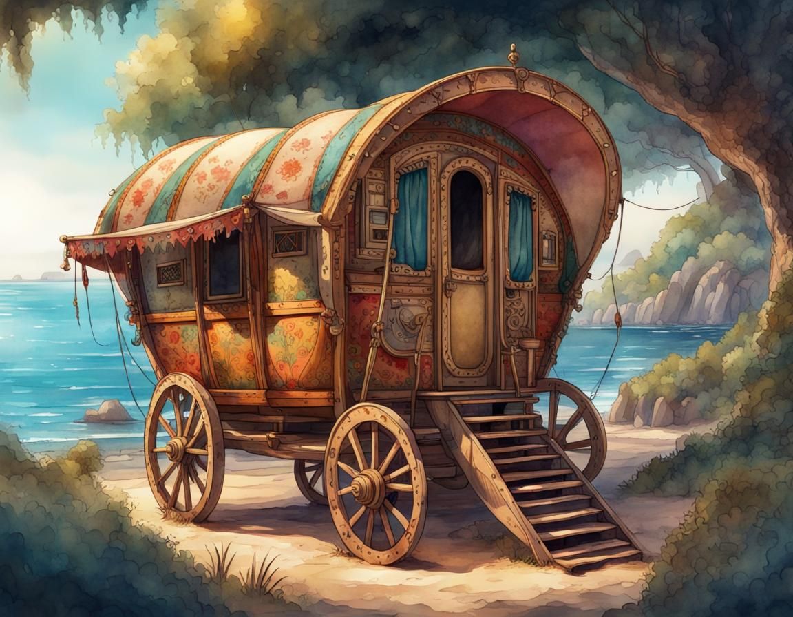 My Perfect Home is a Vintage Gypsy Caravan on the Beach   by @Kaz