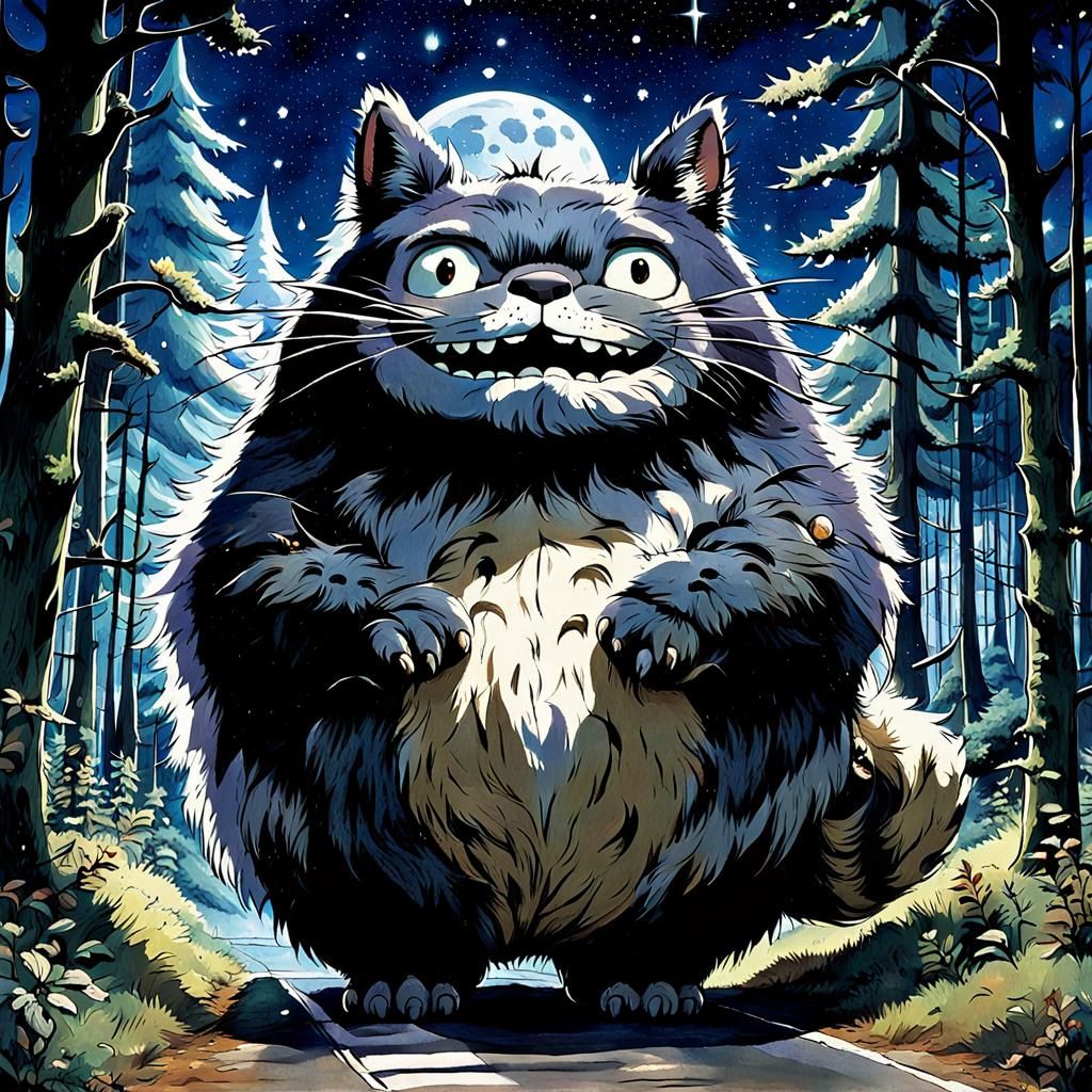 Hayao Miyazaki's work, My Neighbor Totoro and the Cat Bus (a large ...