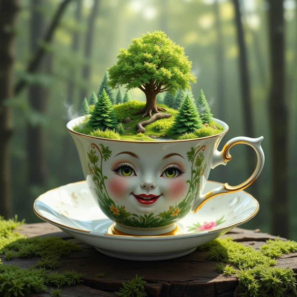Teacup with nature theme 