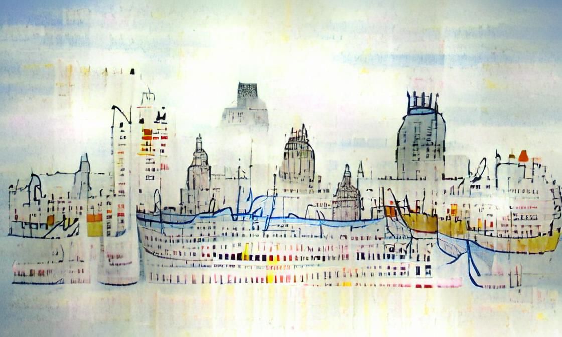 Line drawing of the liverpool skyline