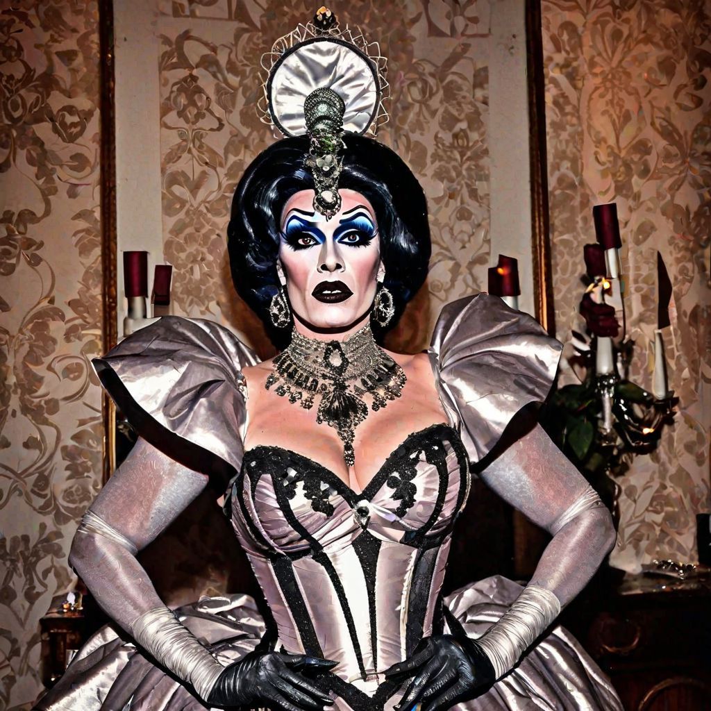 Satin Wonderland of Sissy Dresses and Wigs and Gloves and Makeup Mirrors. Poofy Extravagant Ultra Femme Drag Queen